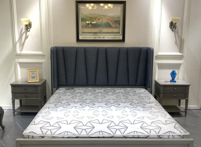 Design Bedroom 3 pcs. Bed 2x Bedside tables Beds Set Wood Bedside table Gray